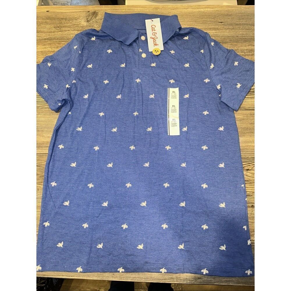 Boys' Short Sleeve Performance Uniform Polo Shirt Cat & Jack Blue. NWT. 16